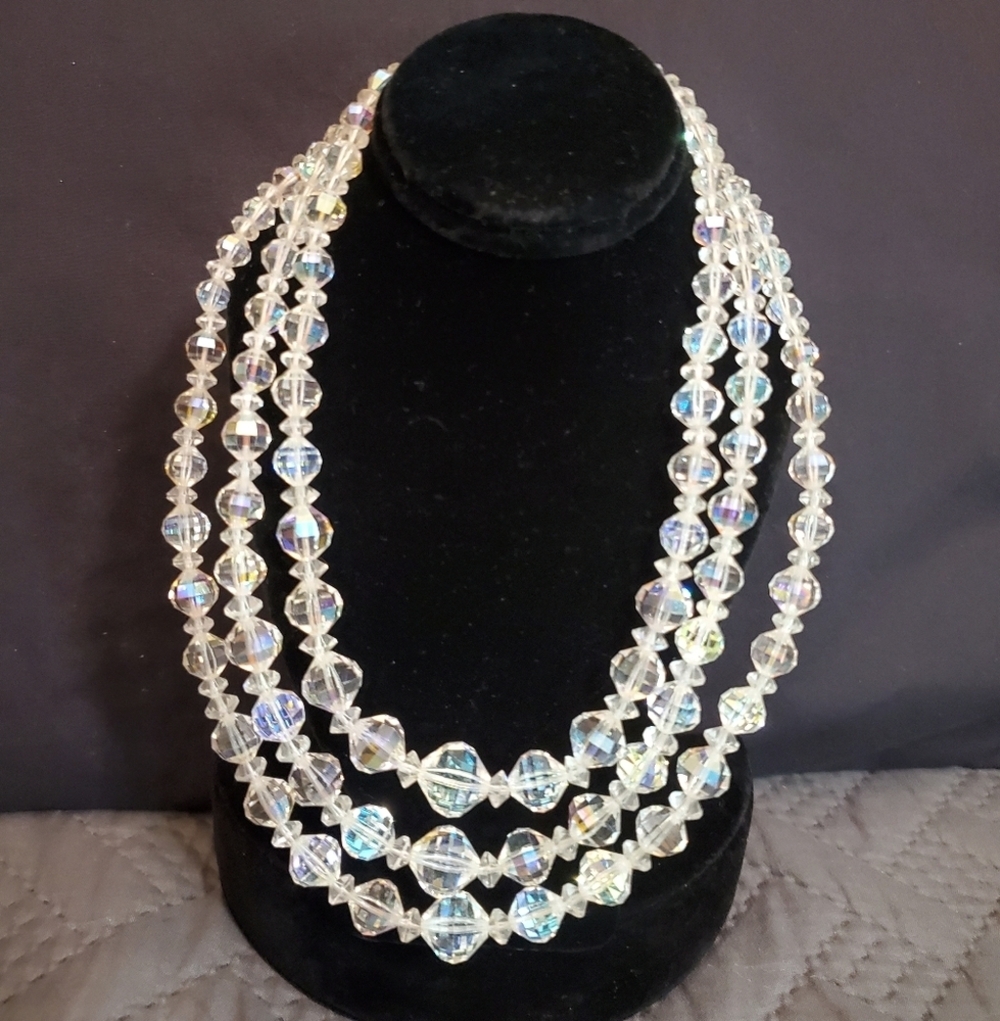 Vintage 60s Crystal layered Necklace GORGEOUS